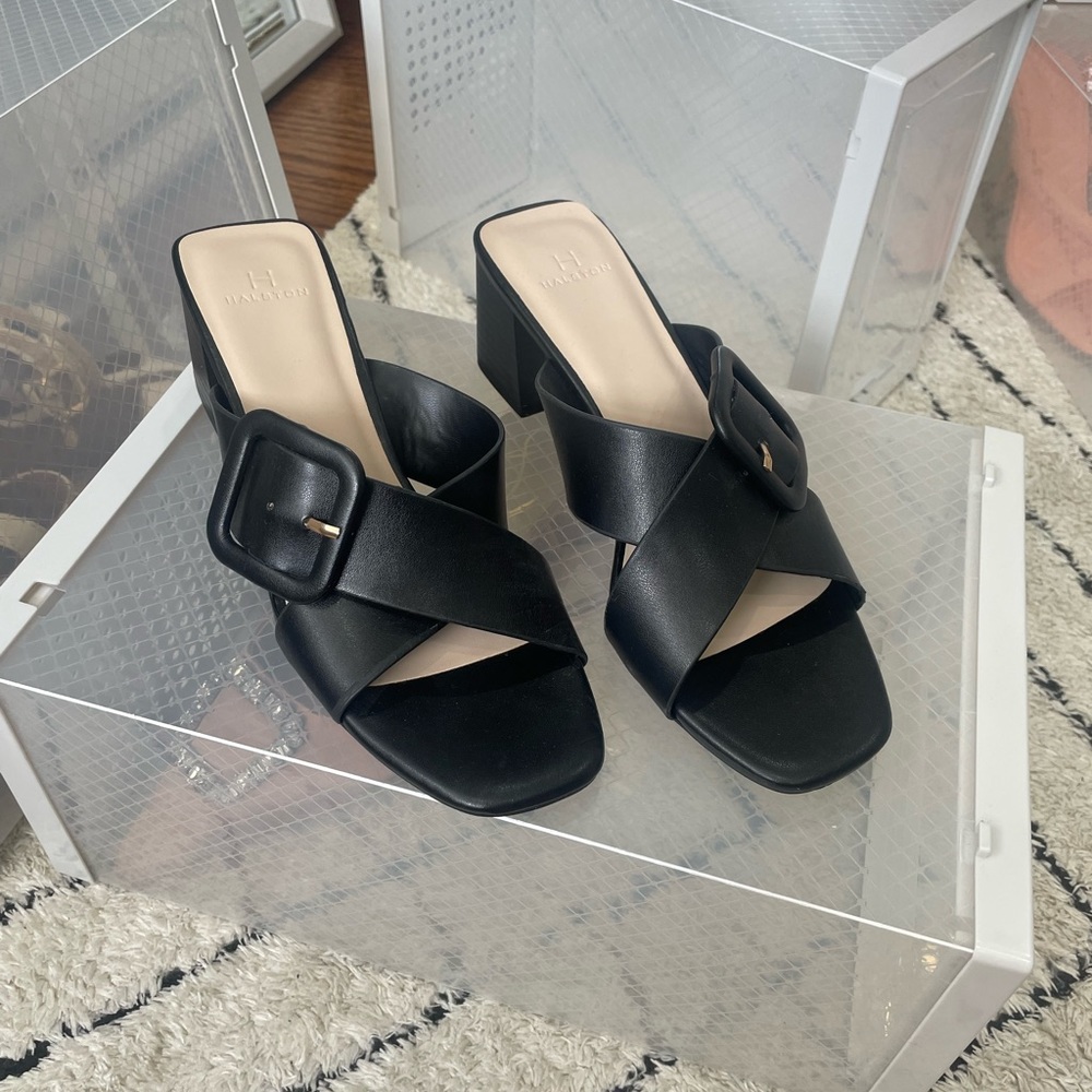 Never worn block heel mules
